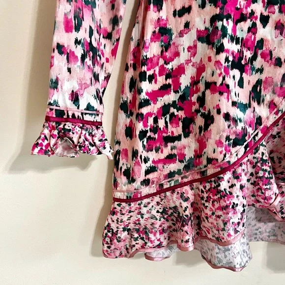 Rococo Sand Pink Long Sleeve Mimi Mini Wrap Dress Sz L - Picture 6 of 9